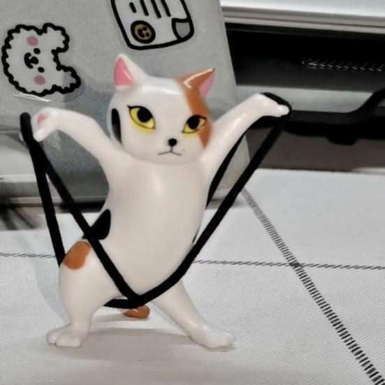Earphone Stand Handmade Cute Dancing Cat Shape Penholder Doll Decoration for Desktop