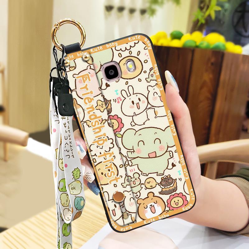 Anti-dust Wrist Strap Phone Case For Samsung Galaxy J510/J5 2016/J5108 Fashion Design Kickstand Silicone Cute Anti-knock