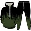 Couple 3D Printed Hoodie Sweatpants Set Loose Fit Long Sleeve Casual Sportswear Youth Young Adults