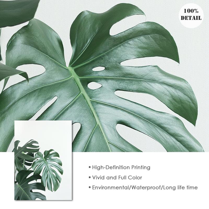 Скандинавские тропические растения, цветы, скандинавский постер, настенный художественный принт, зеленые листья, холст, картина для украшения гостиной, картина