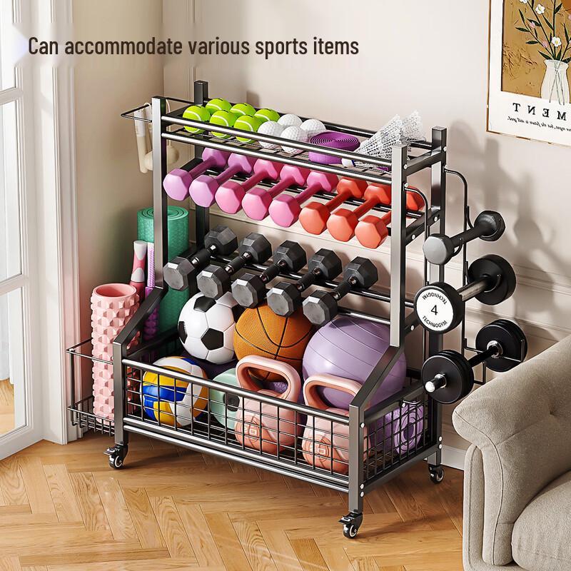 E-DONG Multi-Tier Mobile Fitness Equipment Storage Rack