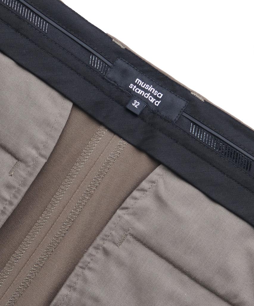 MUSINSA STANDARD Tapered Hidden Elastic Waist Length Slacks [Light Brown]