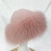 Winter Hats Women Natural Fox Fur Fuffy Warm Fashion Stylish Fedoras Knitted Fur Hat
