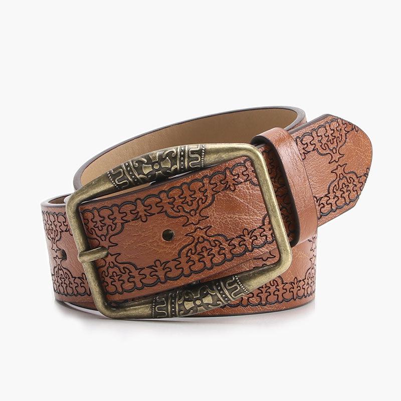 Embossed Women's Belt - Vintage Y2K Western Cowboy Style Denim Decorative Waistband