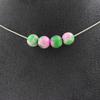 Stones and Minerals. Necklace with 4 Pink Green Jasper Beads 8 Mm. Stainless Steel Chain Necklace Women Men. Customizable Size