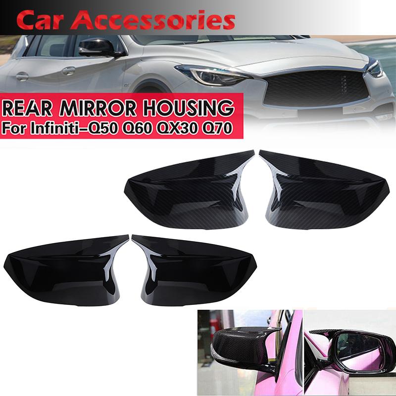Rhyming Rearview Mirror Cover Side Mirror Caps Horn Style Fit For Fit For Infiniti QX30 Q50S Q50 Q60 Q70 2014