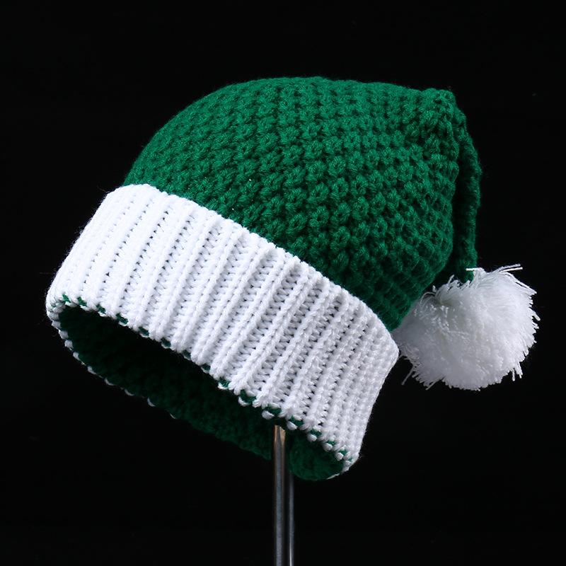 Red Christmas baby knitted wool hat autumn and winter hairball striped warm foreign style Christmas gift knitted hat