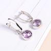 Серьги с аметистом в оправе, простой дизайн, огранка «бриолет», драгоценные камни, ювелирные изделия, комплект ювелирных изделий из серебра 925 пробы, ожерелье, серьги для женщин, подарки