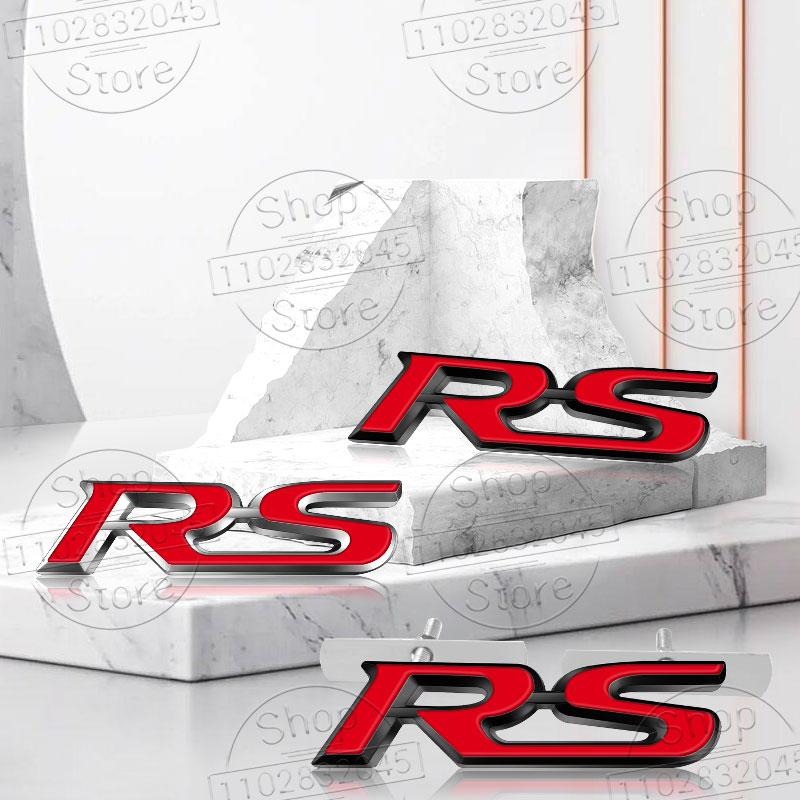 For Car Sport RS Sticker Acceessories 3d Metal RS Sticker Letters Logo Car Front Grille Rear Trunk Emblem Badge