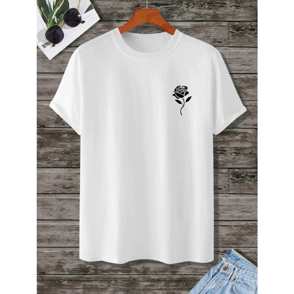 Новая футболка с короткими рукавами и принтом мультяшной розы, свободная мужская футболка в стиле Харадзюку для пар, свободная уличная одежда для женщин, топы, одежда 2000 года