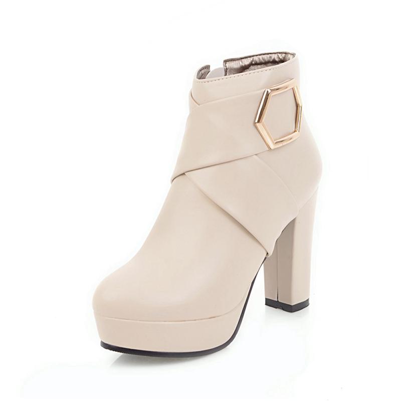 Мода 2024 года, большие размеры 34-43, женская обувь на платформе, женские модные туфли на высоком каблуке, черные, розовые, бежевые, на молнии, ботильоны, зимние852io