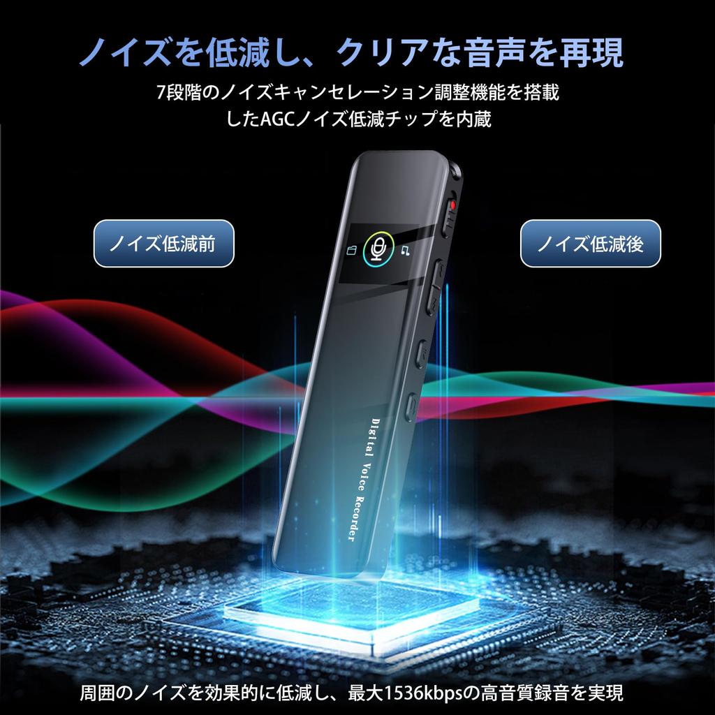 64GB Compact Voice Long Recording VOR Voice Minute Monitor Timer AGC Noise Stereo Password Protection for Enhanced Repeat Discreet Japanese