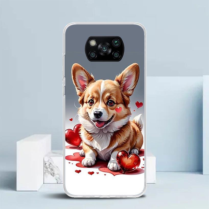 Lovely Puppy Heart Dogs Phone Case For Xiaomi Poco F7 Ultra X5 X6 X7 Pro M7 Redmi 15C 15 13C 13 12C 12 10C 10 10A 9 9C 9A 9T Cov