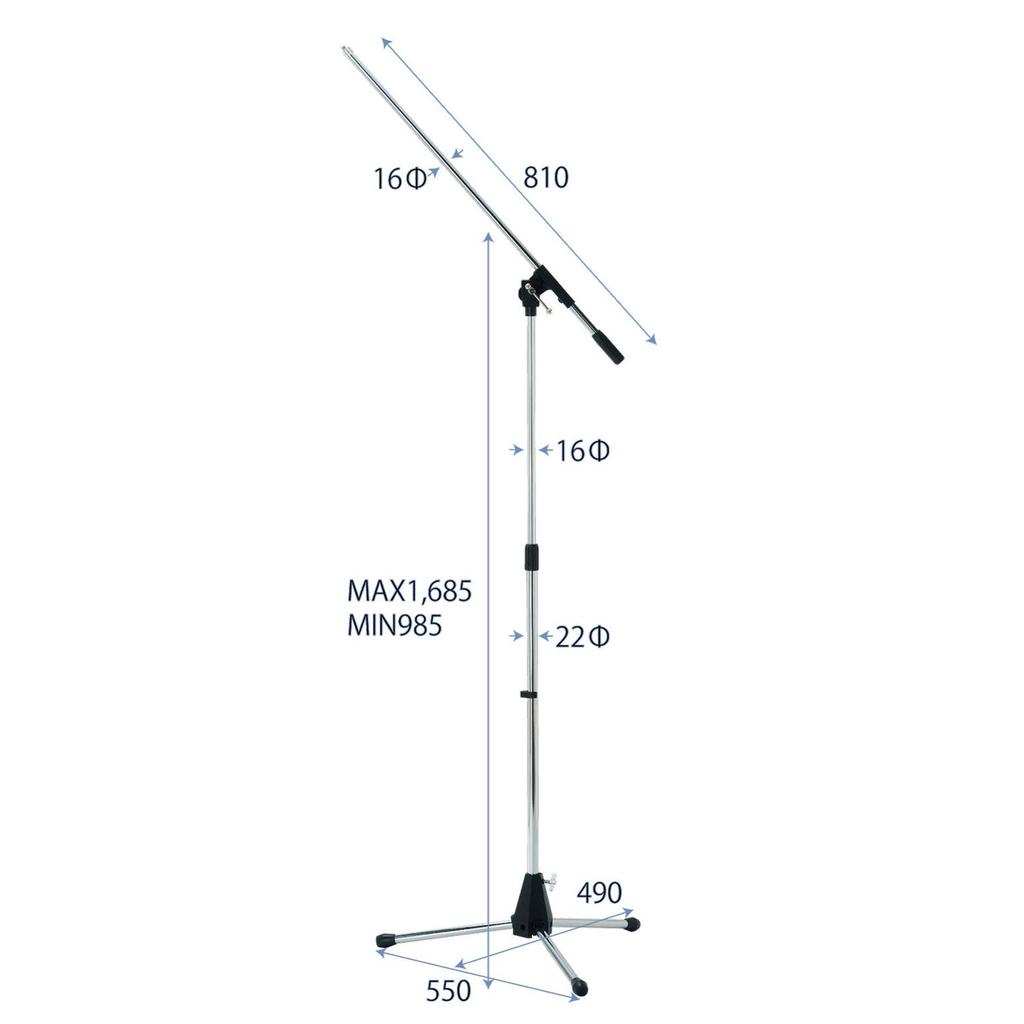 Kikutani Boom Microphone Straight Chrome MS-203 Stand, Type,