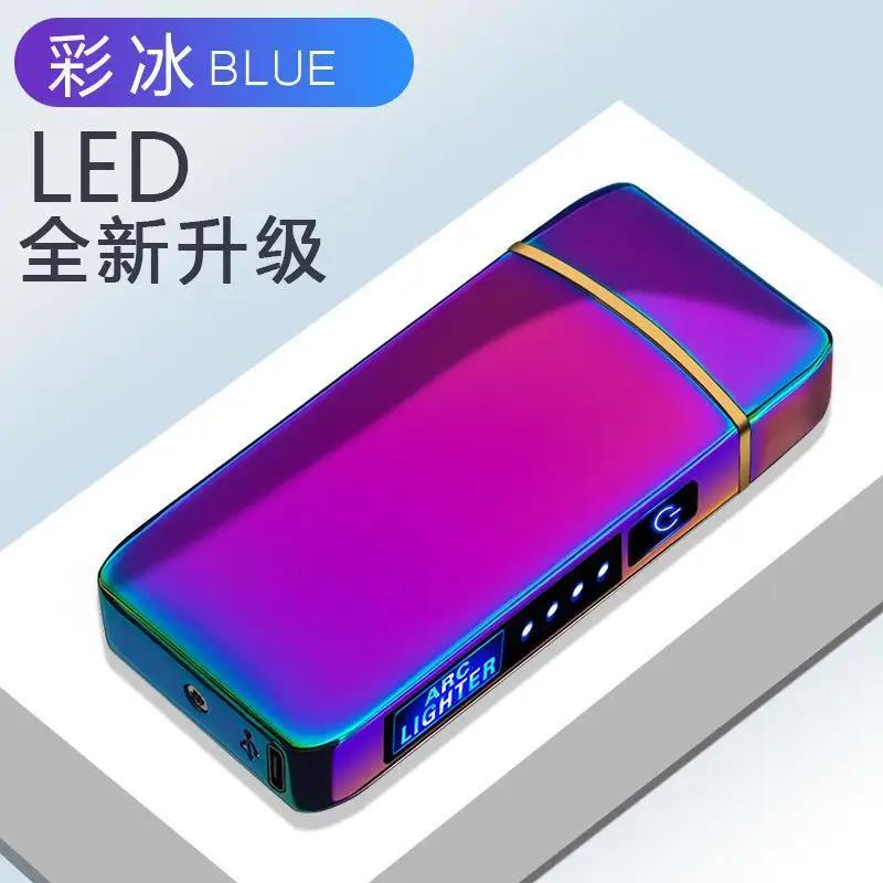 Роскошная ветрозащитная электрическая зажигалка с сенсорным управлением, двойная дуга, без пламени, USB-зарядка, зажигалка для свечей и ароматерапии, не содержит газа