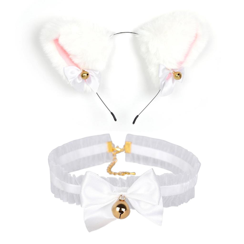 SM Fox Tail Three-Piece Set: Anal Plug, Collar & Nipple Clamps - Adult Toys for Women