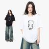 Ayollar uchun qora va oq ayiq paxtali futbolka: Qisqa yengli, Slim Fit, Kundalik yozgi kiyim