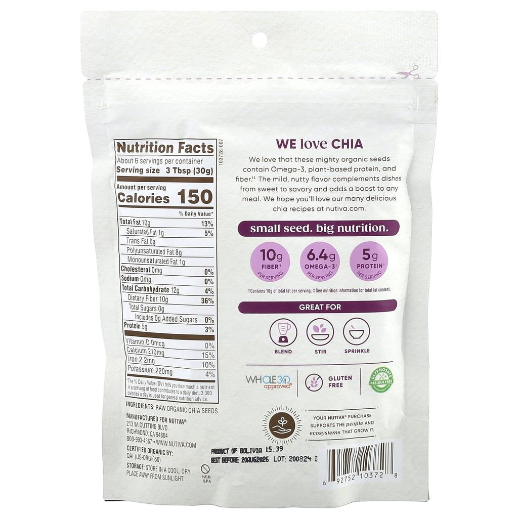 Organic Chia Seeds, 170G(6Oz)