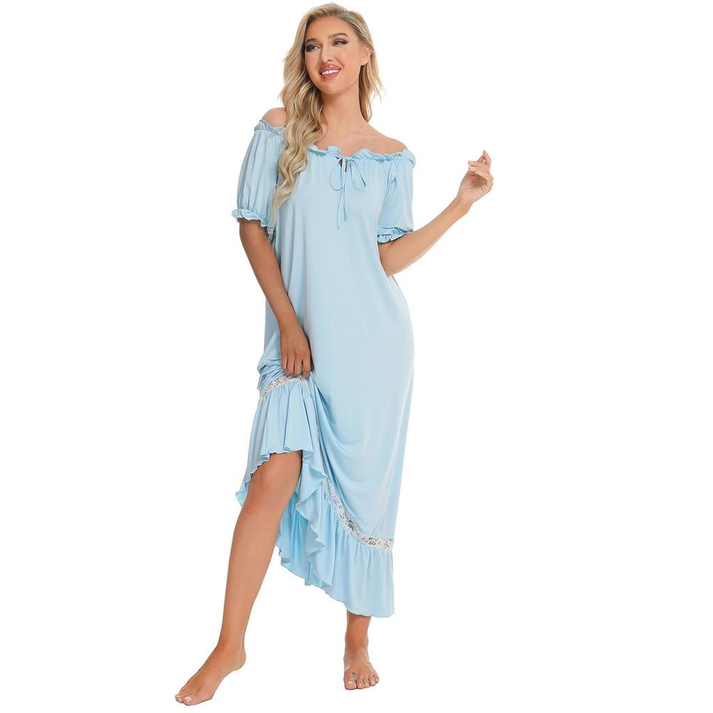 Pajamas for Women Short Sleeve Night Sleep Dress Comfy Loose Casual Lounge Wear Spring Summer Autumn Nightgowns