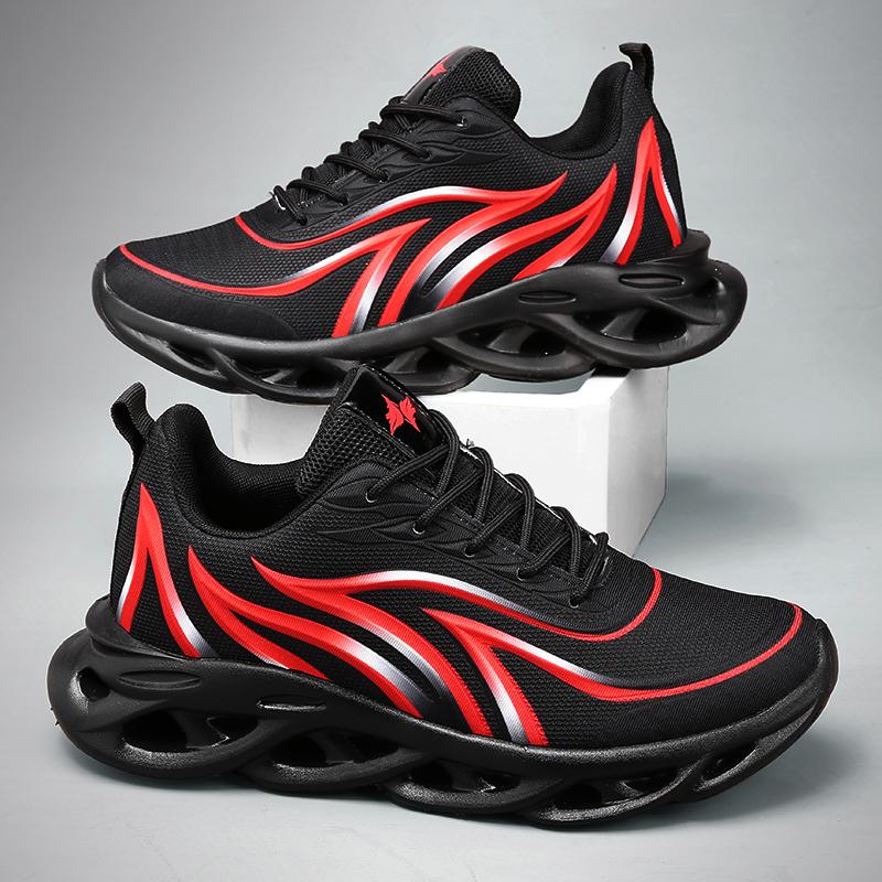 Men's Flame Printed Sneakers Flying Weave Sports Shoes Running Shoes Men Athletic Shoes
