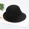 Autumn and winter new women's high-end banquet top hat elegant flower pot hat felt hat half roll versatile woolen hat