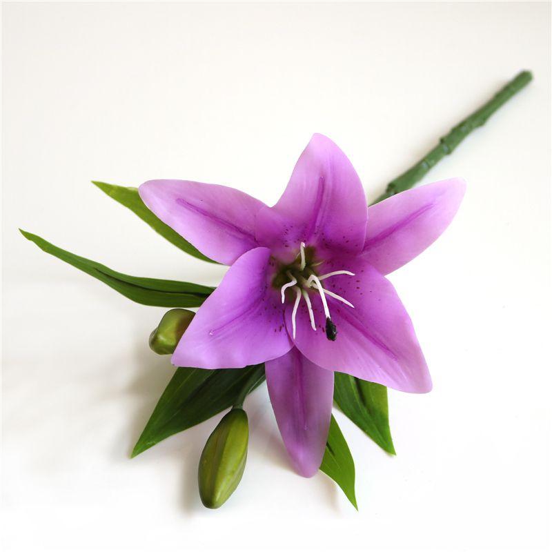 Brightly Colored Realistic 38cm Artificial Lily Millet Flower Bridal Bouquet