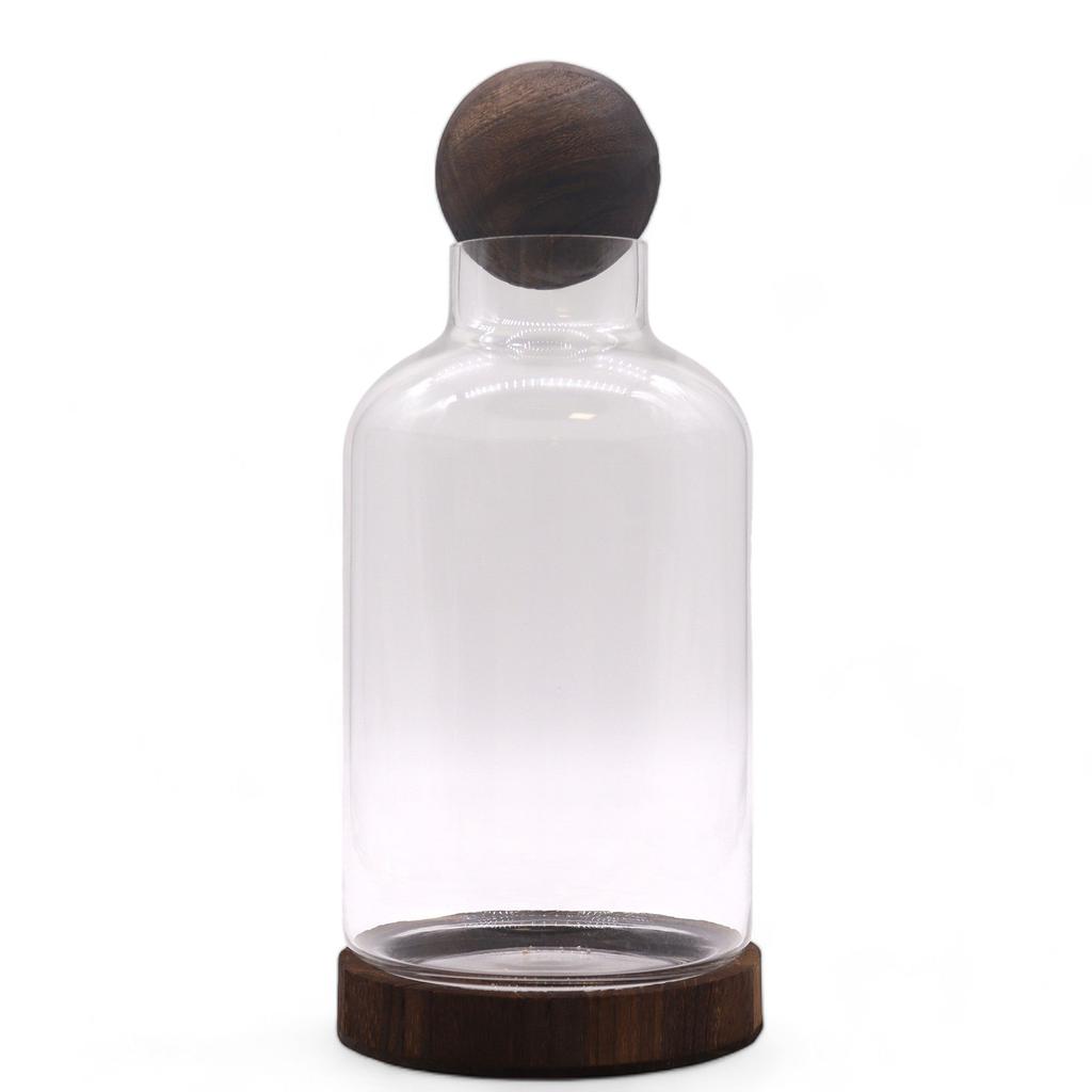 Terrarium Large Ball Top On Dark Tung Wood