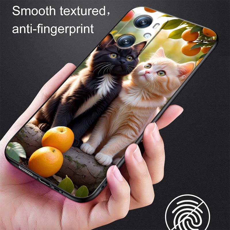 Милая мультяшная кошка Иллюстрация Чехол для телефона Для OPPO Reno 5 6 7 A96 A40 A58 Realme GT A74 A78 Neo2 A74 A78 Find X5 X3 X7 X8 Черный