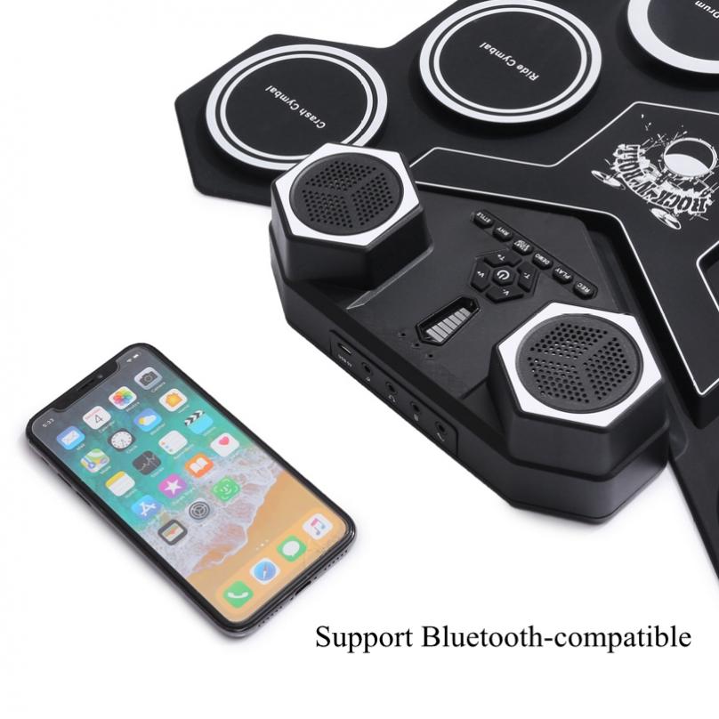 Электронная ударная установка Roll Up, 8 силиконовых пэдов, встроенные динамики, поддержка MIDI, Blue-tooth