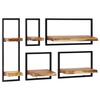 Set of 5 Solid Acacia Wood and Steel Wall Shelves - vidaXL - Brown - Living Room