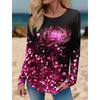 Women's T Shirt Tee Graphic Rose Print Long Sleeve Daily Sweatshirt Weekend Fashion Crew Neck Regular Fit Painting Spring & Fall