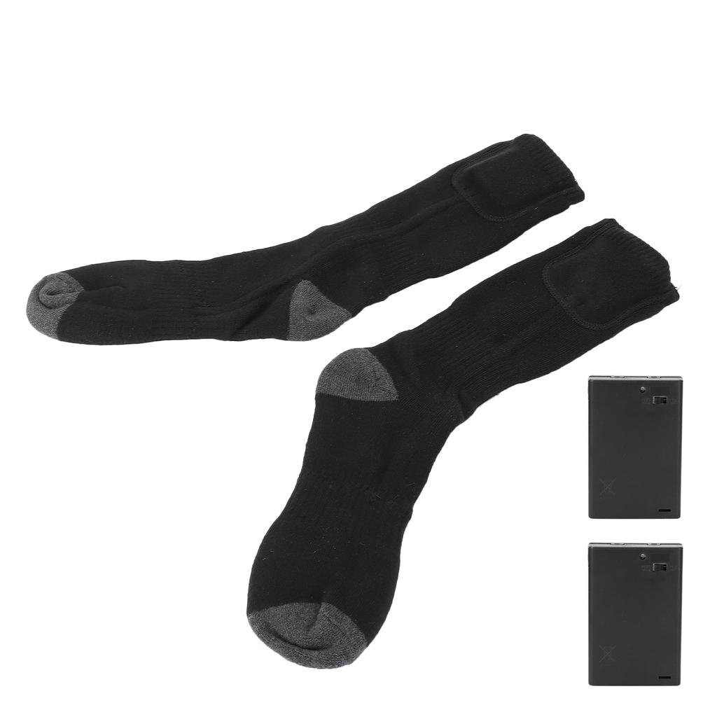 Зимние виды спорта на открытом воздухе Утолщенные электрические носки с подогревом Батарея Отопление Хлопковые чулки Черные