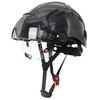 Carbon Fiber Pattern Safety Helmet with With Visor and Built-in Goggles Vented ABS Hard Hat Work Helmet 6-Point Suspension ANSI