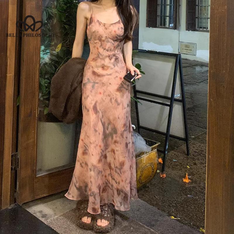 Новое летнее элегантное платье с высокой талией с принтом и принтом «рыбий хвост» на талии, новинка, во французском стиле