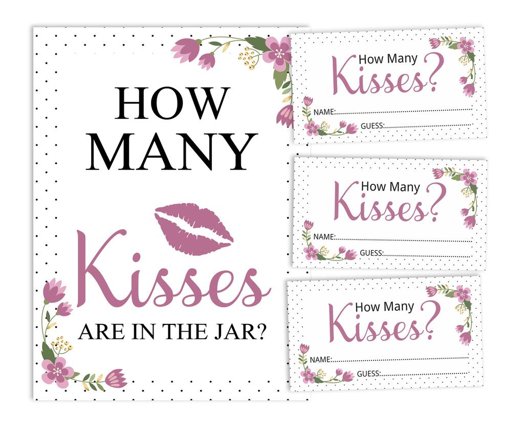 Inkdotpot 1 Sign   30 Cards How Many Kisses In The Jar White Floral Bridal Shower