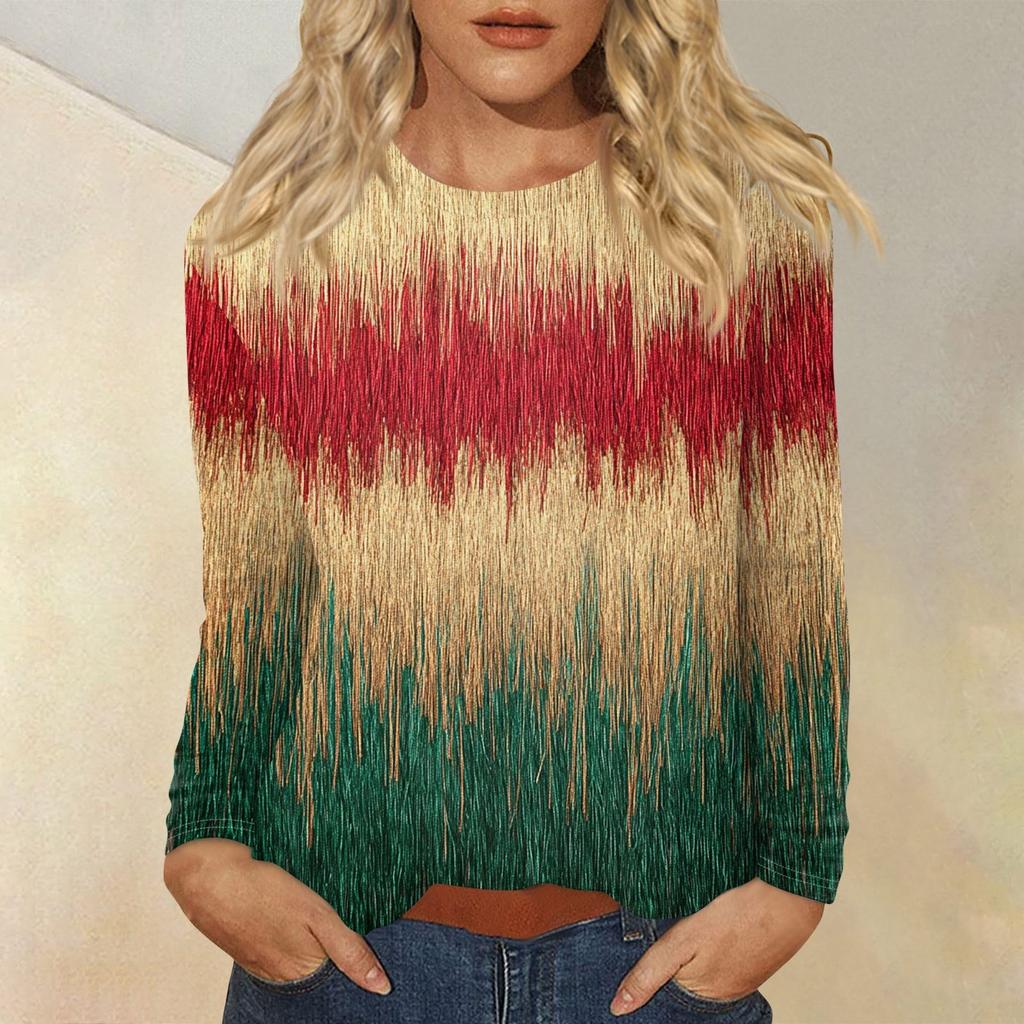 Long Sleeve Shirts For Women Cute Christmas Day Print Graphic Tees Blouses Casual Plus Size Basic Tops Pullover