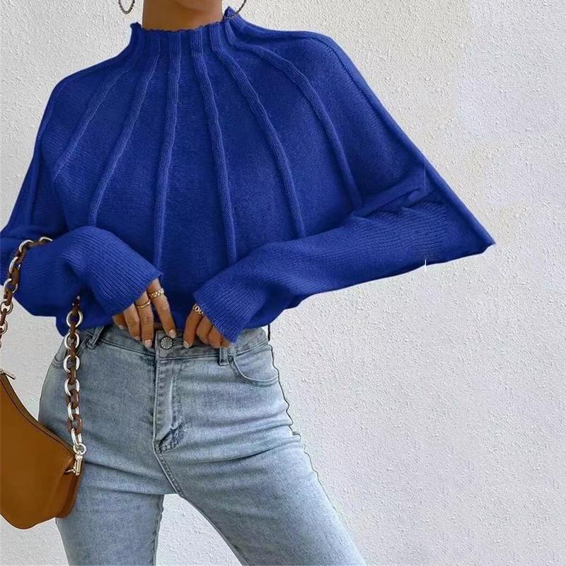 Осень и зима вязаная круглая водолазка свободный свитер женский пуловер джемпер повседневная модная теплая однотонная трикотажная одежда