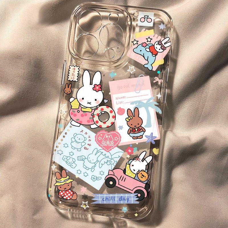 Прозрачный чехол Miffy для Apple 11, XR, 14, 15, 16 Pro, 17 Pro Max - Милый дизайн, Точная посадка
