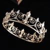 Барокко круглая Золотая Корона Сплава Горный Хрусталь Королевская Корона Свадебный Головной Убор Короны