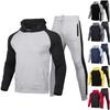 Men's Casual Hooded Two-tone Sweatshirt, Men's Fleece Warm Sports Sweatshirt And Pants Set
