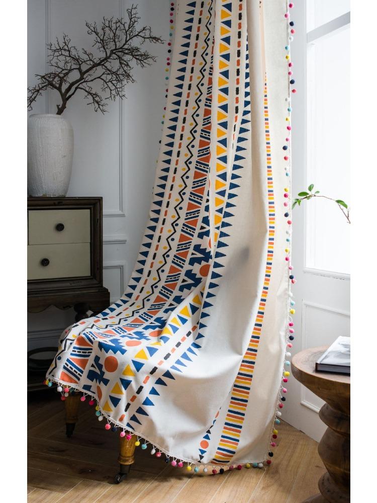 Напечатанные цветные шерстяные шары в стиле бохо-рустик с перекрестными краями для гостиной, спальни, эркера, столовой или кухни, бара