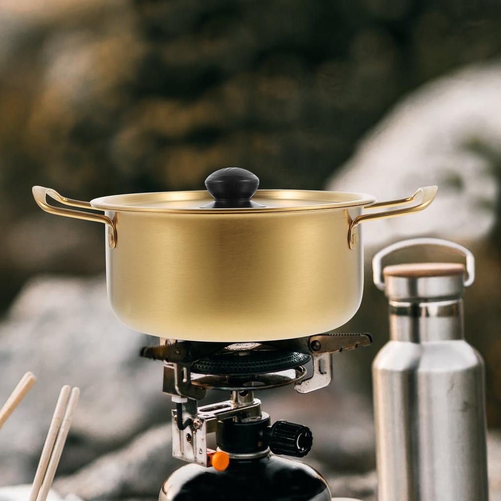 Кастрюля для лапши быстрого приготовления Рамен Суп Кастрюли из нержавеющей стали Корейская для приготовления пищи Паста Золотая кухня Большая с крышкой