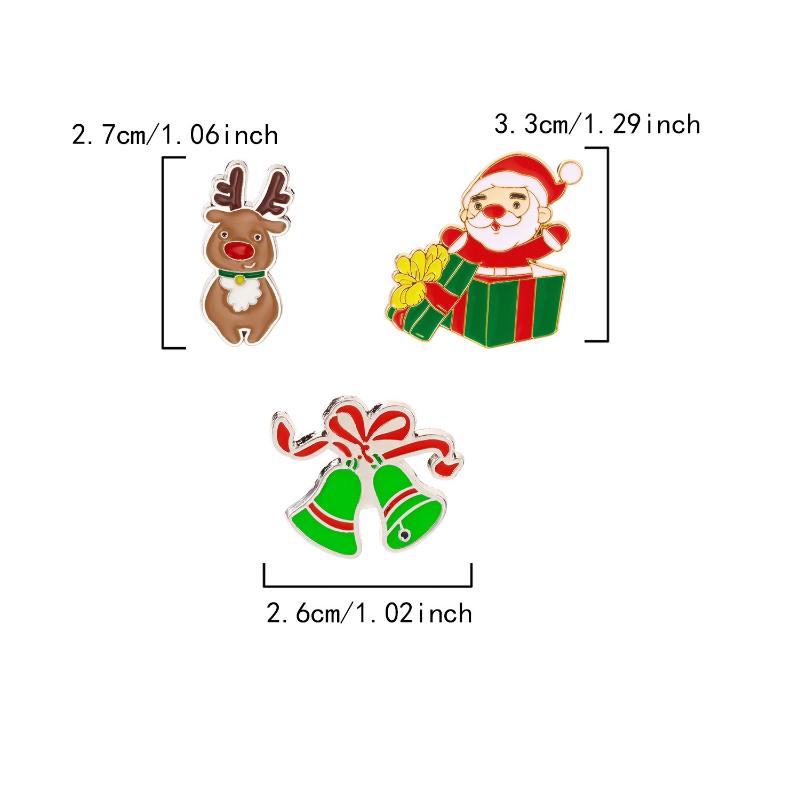 3Pcs/Set Christmas Brooch For Women Men Cute Santa Claus Bell Elk Snowflake Snowman Enamel Pins Party Jewelry Gift