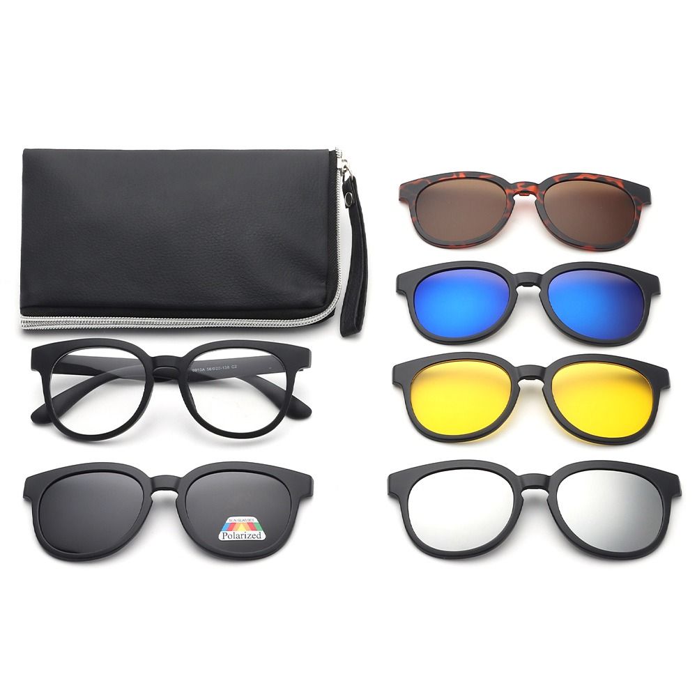 UV400 Protection Polarized Magnetic Clip On Sunglasses Cycling/Driving Black Glasses Frame with Sunglasses Clip7