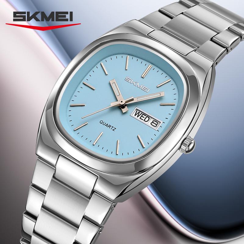 SKMEI 2420 Деловые стальные часы Модные кварцевые с датой и временем Женские роскошные часы Повседневные женские наручные часы Платье для женщин Дамские