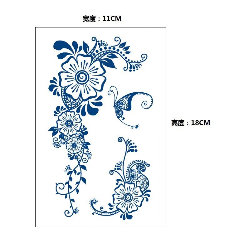 Постепенное изменение геометрический травяной сок лиса кит русалка имитация татуировки наклейка, переводная наклейка на воду