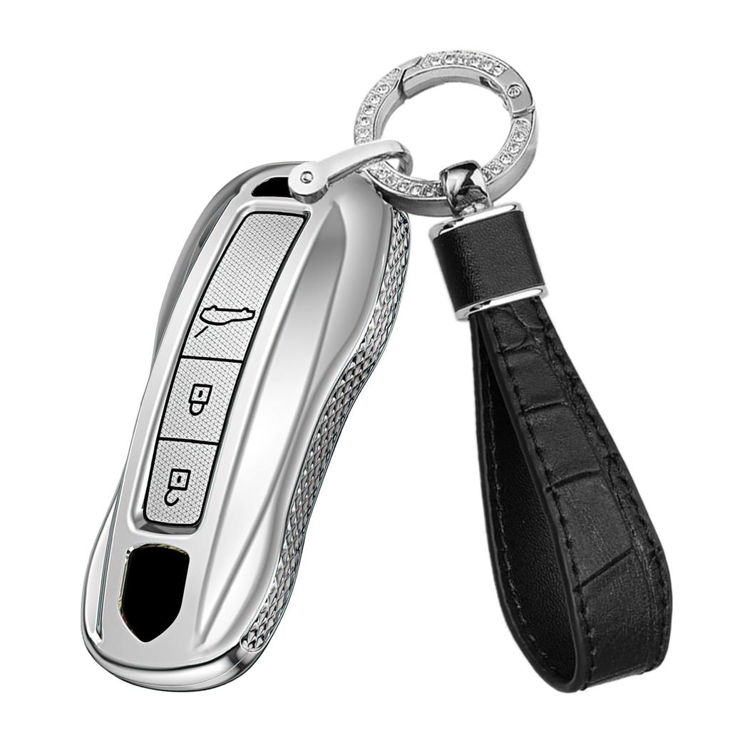 TECART Porsche Exclusive Key Case, Key Cover, Key Holder, Compatible with Porsche, Carrera, Cayenne,