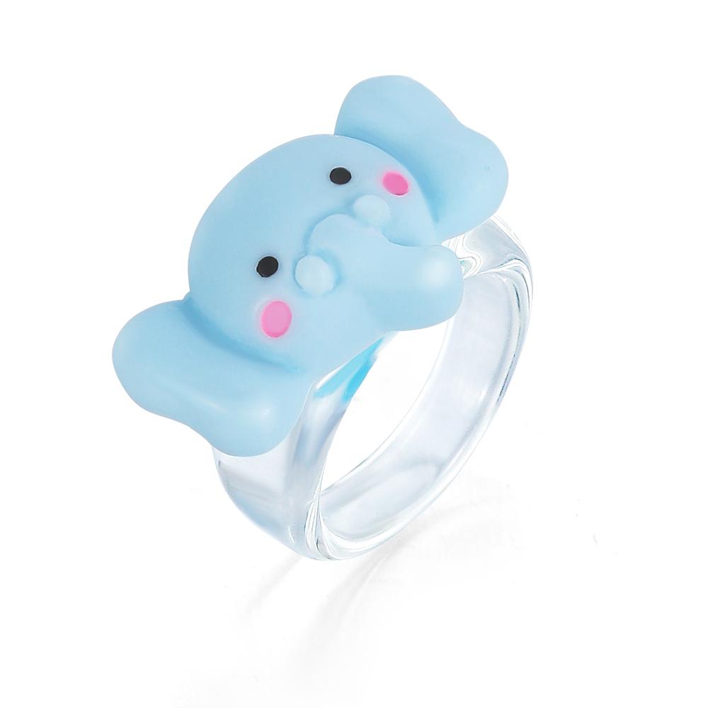 Модные милые разноцветные кольца из смолы для женщин, эффектные ювелирные аксессуары с лягушкой, птицей и животными