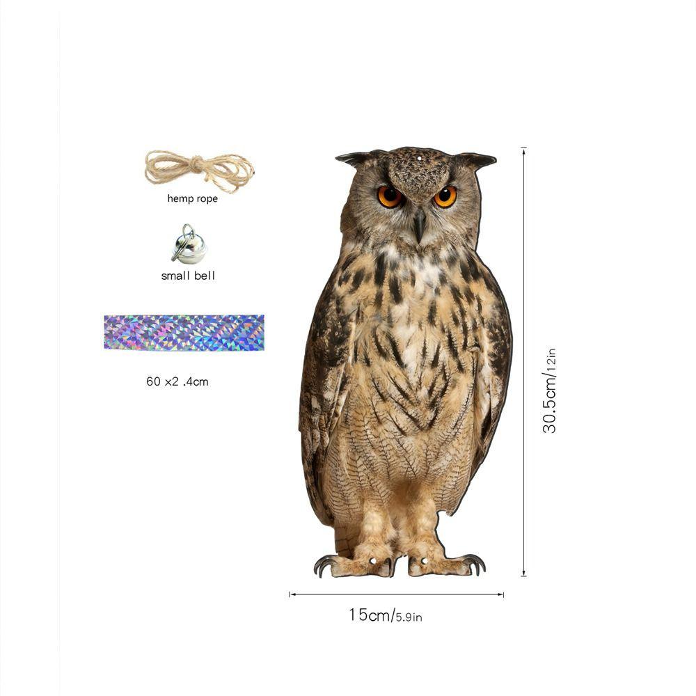 With Bells Fake Bird Scare Device Waterproof Bird Repeller Bird Repel Owl Scarecrow Outdoor