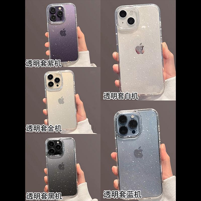 Прозрачный простой чехол для телефона с блестками для For Iphone 16 1 14 13 12 11 Pro Max XR XS MAX 7 8 14 PLUS Y2K Ударопрочный Прозрачный Мягкий Чехол